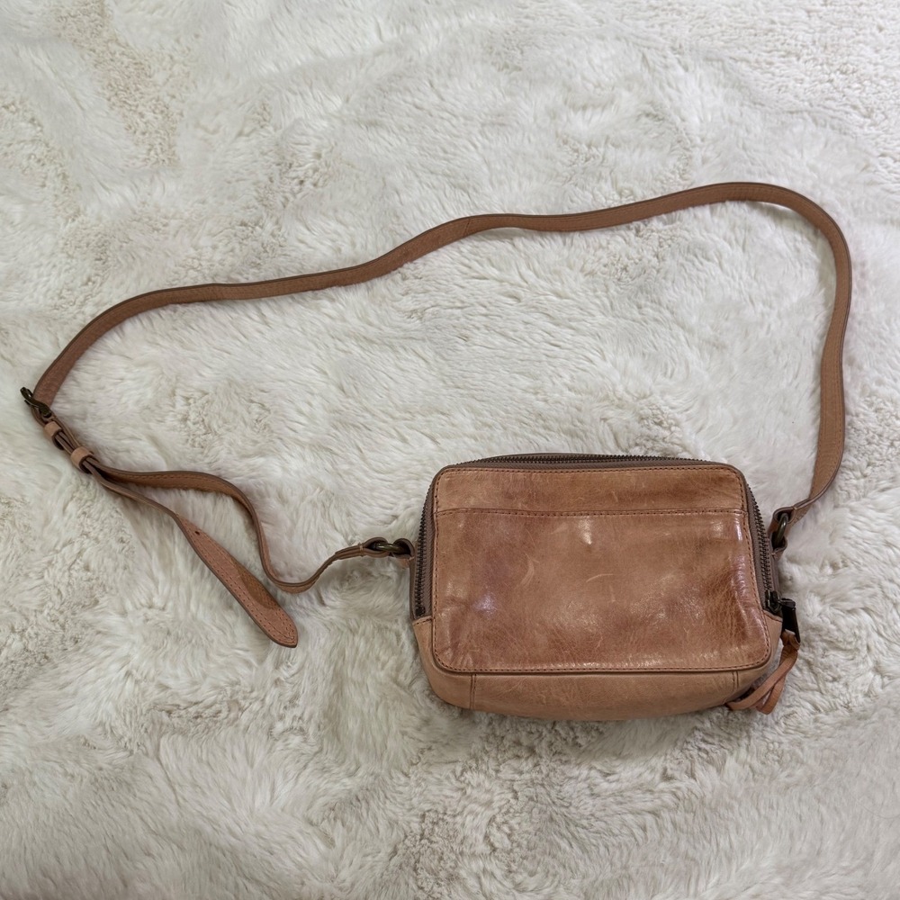 Frye Melissa Leather Crossbody Bag Small Tan Distressed Boho Camera Bag